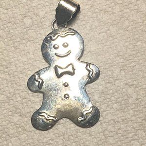 Sterling silver gingerbread man pendant